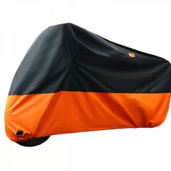 Sourcing Map XXL Motorradabdeckung 180T – Schwarz/Orange, UV-Schutz, Wasserdicht, 265x105x125 Cm