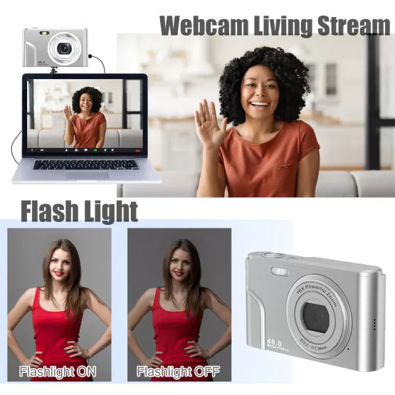 Digitalkamera Mit 128GB Speicher - 1080P HD, 8x Zoom, Perfekt Für Einsteiger & Teenager